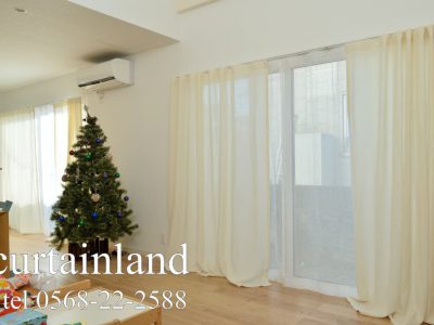 ドレープもレースもリネン100%のフラットカーテン