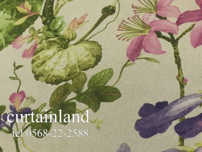 麻と綿の花柄プリント